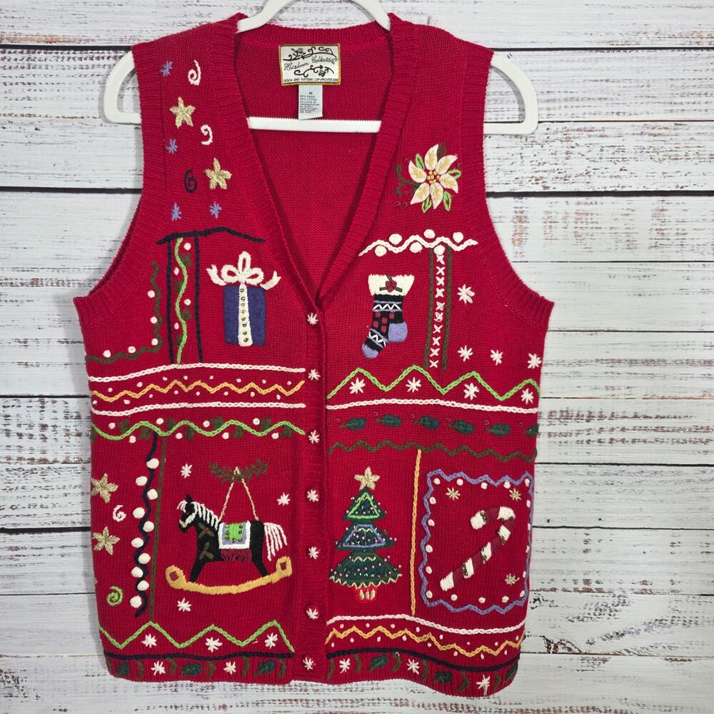 Heirloom Collectibles Christmas Sweater Vest Women's Size Medium